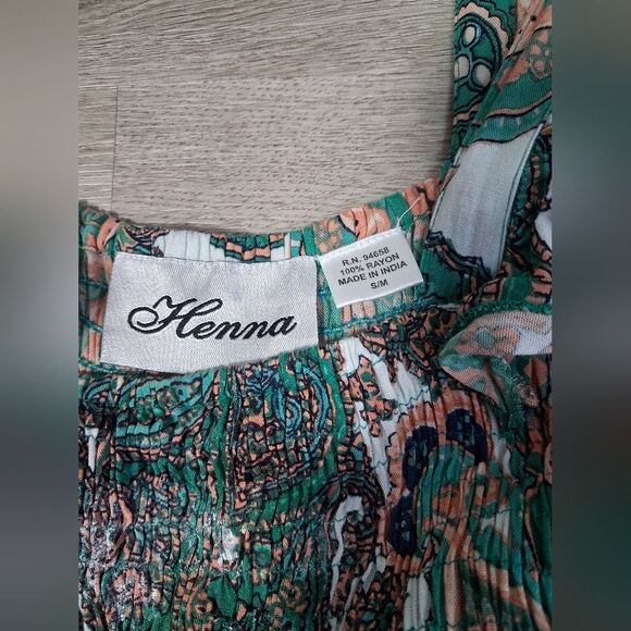 Floral Paisley Boho Sleeveless Dress Ruffle Straps Henna - Picture 3 of 7